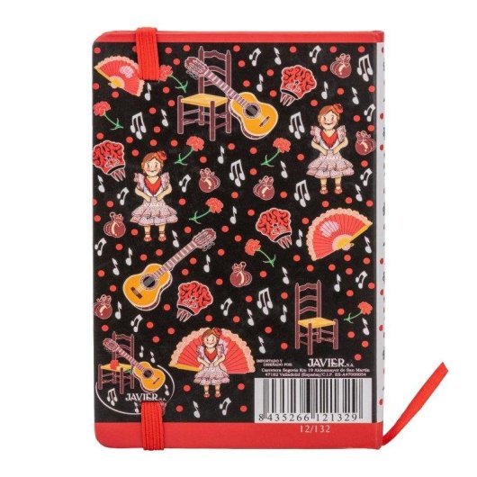 Libreta de notas A6 Javier Flamenca con cubiertas rígidas y marcapáginas
