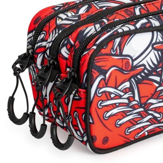 Astuccio Scolastico Prodg Sneak Triplo Porta-Tutto Tre Cerniere Rosso