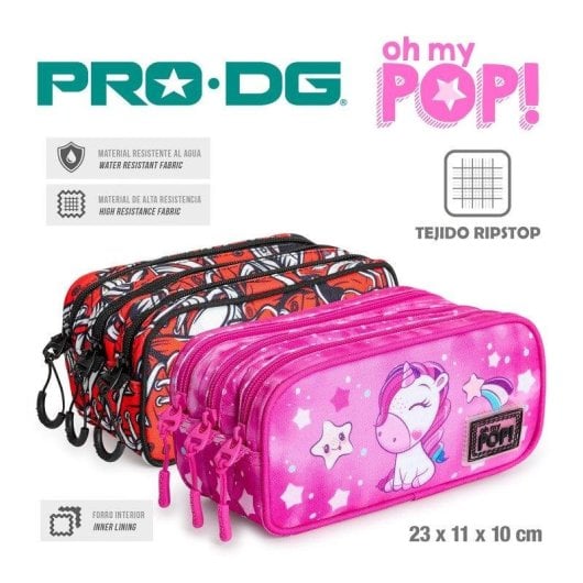 Astuccio Scolastico Prodg Sneak Triplo Porta-Tutto Tre Cerniere Rosso