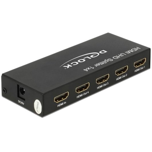 HDMI-Splitter Delock 18684 4x HDMI 4K 3840x2160 Schwarz Metall