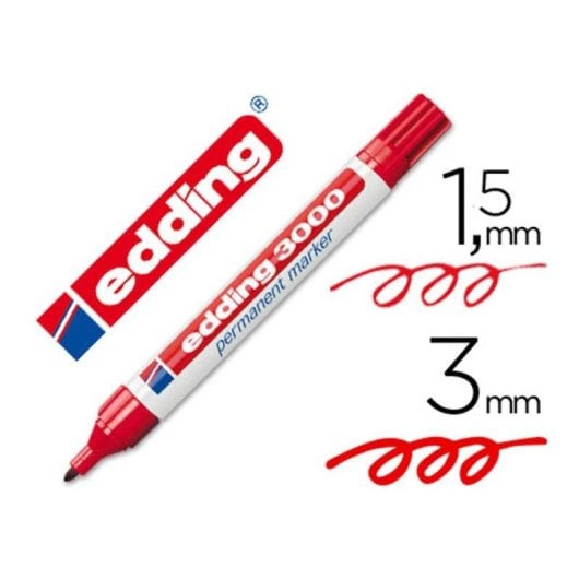 Marcatore permanente Edding 3000 punta rossa rosso 1.5-3 mm