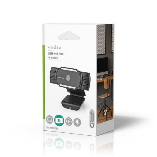 Cámara web Nedis WCAM110BK 5 MP Full HD USB 2.0 Negro