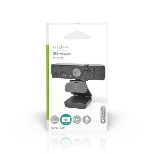 Cámara web Nedis WCAM120BK 4K Ultra HD USB 2.0 con micrófono integrado