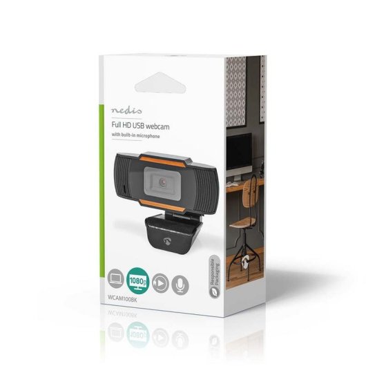 Webcam Nedis WCAM100BK Full HD 1080p USB 2.0 Nero