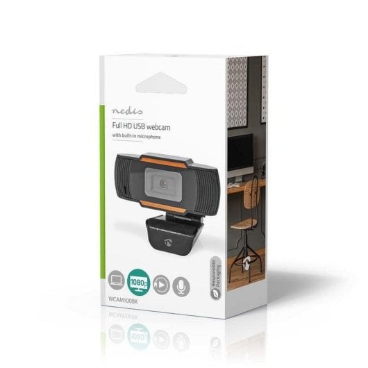 Cámara web Nedis WCAM100BK Full HD 1080p USB 2.0 Negro