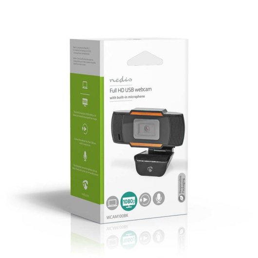 Webcam Nedis WCAM100BK Full HD 1080p USB 2.0 Nero