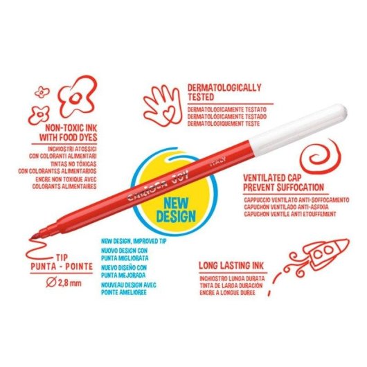 Carioca - Scatola di 12 Pennarelli Lavabili a Acqua Edizione Joy
