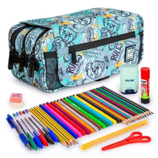Estuche Escolar Triple Grafoplás ColePack Design con 40 utensilios y 3 cremalleras incluidos