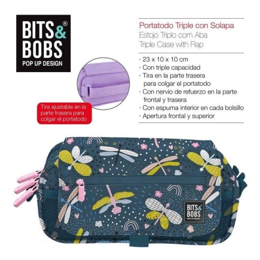 Estuche Portatodo Triple Grafoplás Bits and Bobs Design Dragon Fly