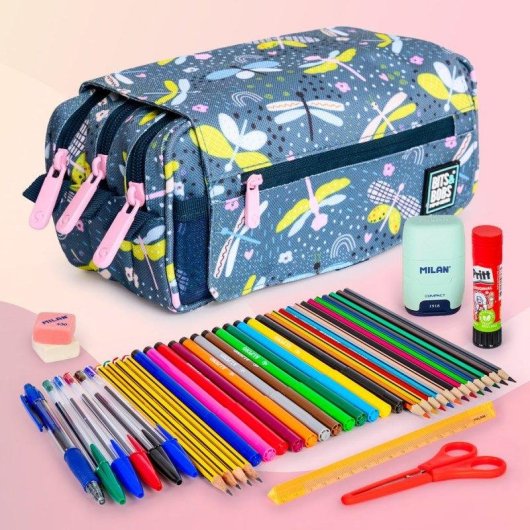 Estuche Portatodo Triple Grafoplás Bits and Bobs Design Dragon Fly