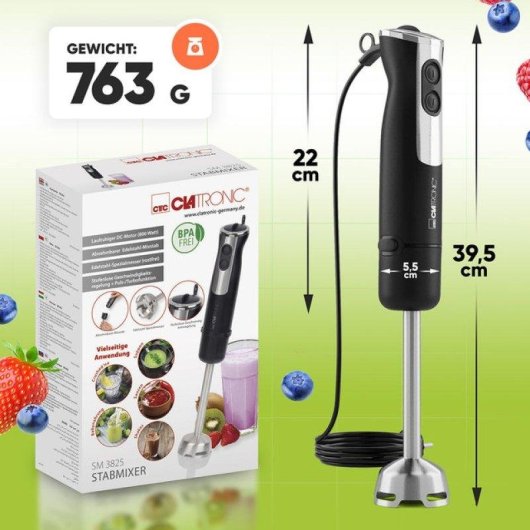 Batidora de Inmersión Clatronic SM 3825 800W Negro Acero Inoxidable