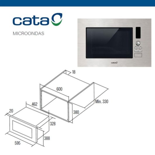 Micro-ondas CATA MC 20 D X 20 Litros 800W Grill Quartzo 6 Programas