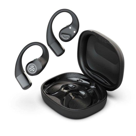 Auriculares JLab Epic Open Sport sans fil Bluetooth 5.4 avec réduction de bruit, LDAC et charge sans fil, noir