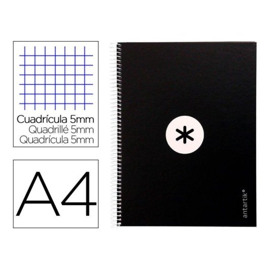 Quaderno Antartik A4 copertina rigida nero con banda colorata