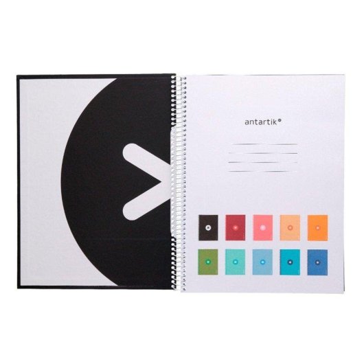 Quaderno Antartik A4 copertina rigida nero con banda colorata
