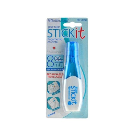 Office Box - Nastro adesivo ricaricabile blu con coperchio protettivo