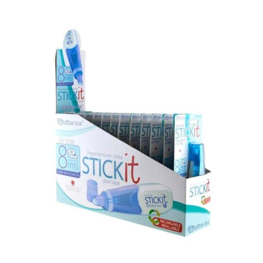 Office Box - Nastro adesivo ricaricabile blu con coperchio protettivo