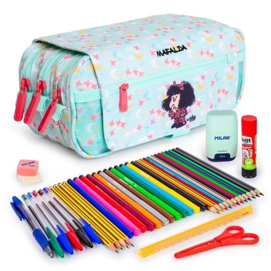 Estuche Escolar Triple Grafoplás Design con Material Incluido Mafalda Pijama