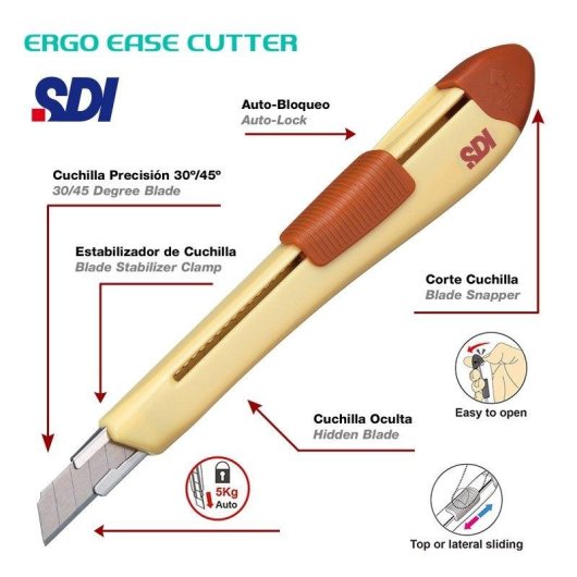 Cutter para manualidades SDI Ergo Ease amarillo diseño ergonómico