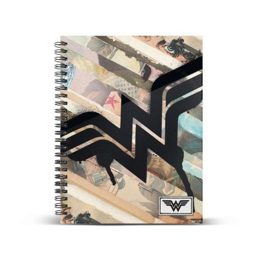 Cuaderno Espiral A5 Wonder Woman Collage Karactermania 120 Hojas Cuadro 5 mm