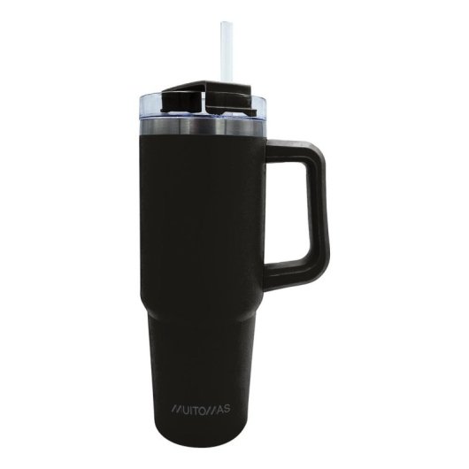 Cálice de viagem Muitomas Travelmug 900 ml Preto Aço Inoxidável Dupla Parede