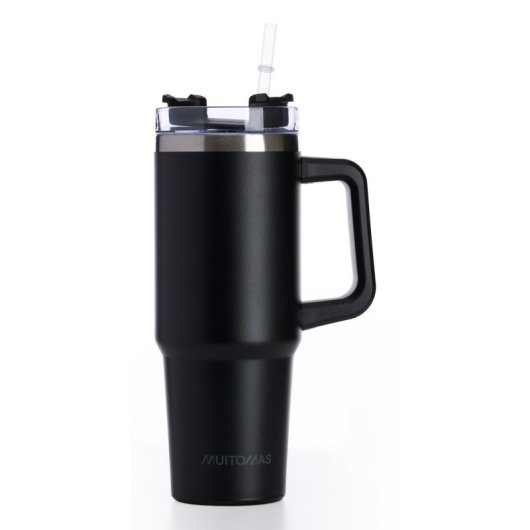 Cálice de viagem Muitomas Travelmug 900 ml Preto Aço Inoxidável Dupla Parede