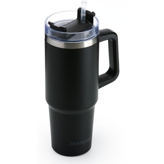 Cálice de viagem Muitomas Travelmug 900 ml Preto Aço Inoxidável Dupla Parede