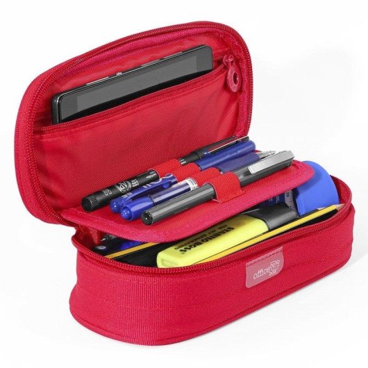 Estuche Portatodo Ovalado Officebox Multiuso Rosso