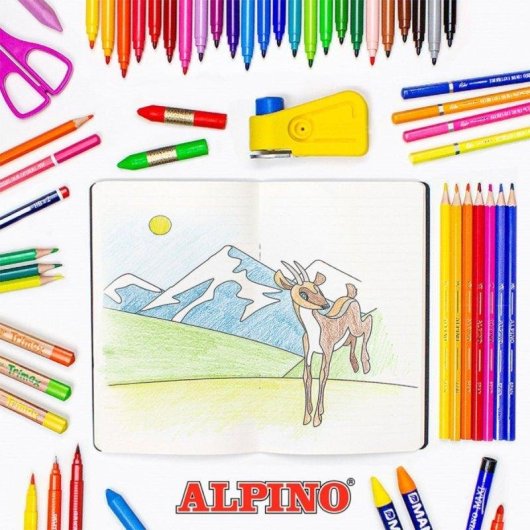 Lápices de Colores Alpino Estuche 12 Unidades con Bandeja Deslizable
