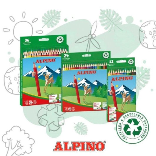 Lápices de Colores Alpino Estuche 12 Unidades con Bandeja Deslizable
