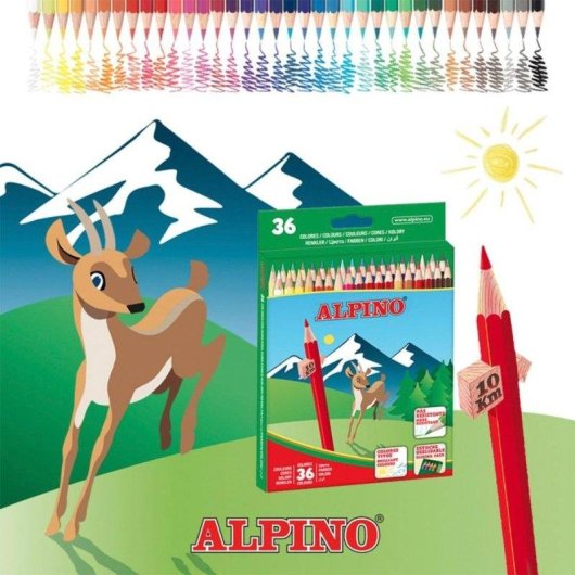 Lápices de Colores Alpino Estuche 12 Unidades con Bandeja Deslizable