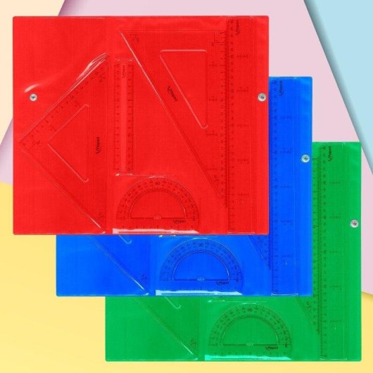 Kit di Geometria Trasparente Technic 4 Pezzi Maped con Borsa di Trasporto