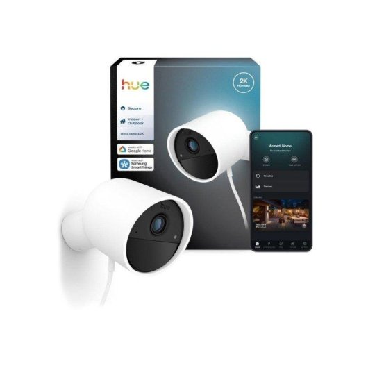 Cámara IP Philips Hue Secure 2K Interior y Exterior Visión Nocturna Audio Bidireccional Control por Voz Resistente IP65