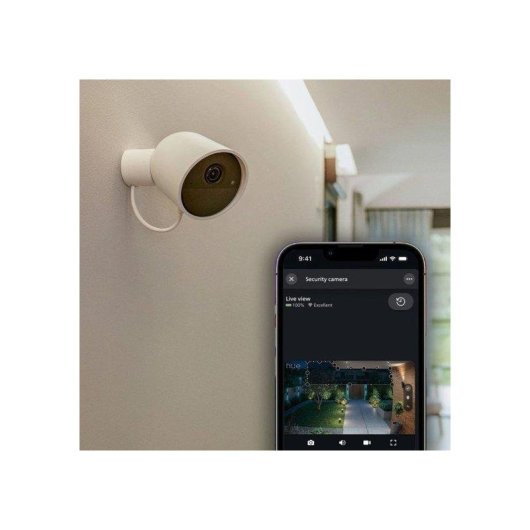 Cámara IP Philips Hue Secure 2K Interior y Exterior Visión Nocturna Audio Bidireccional Control por Voz Resistente IP65