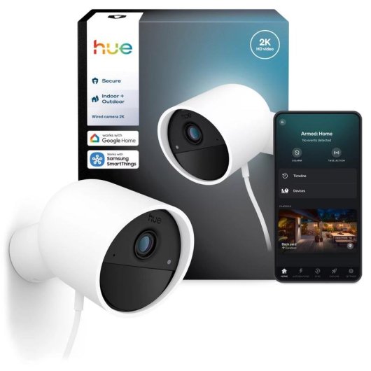 Cámara IP Philips Hue Secure 2K Interior y Exterior Visión Nocturna Audio Bidireccional Control por Voz Resistente IP65