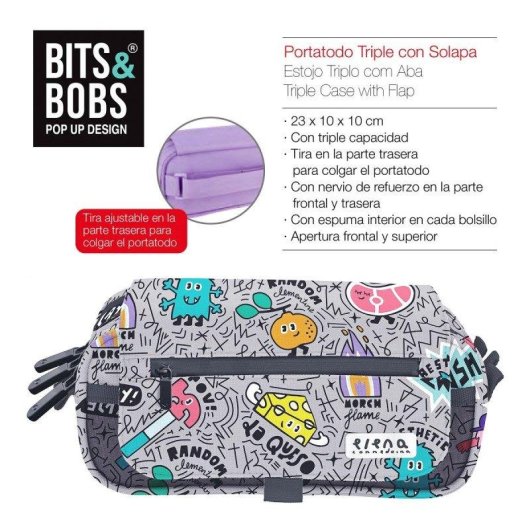 Estuche escolar triple Grafoplás Design con material escolar de primeras marcas