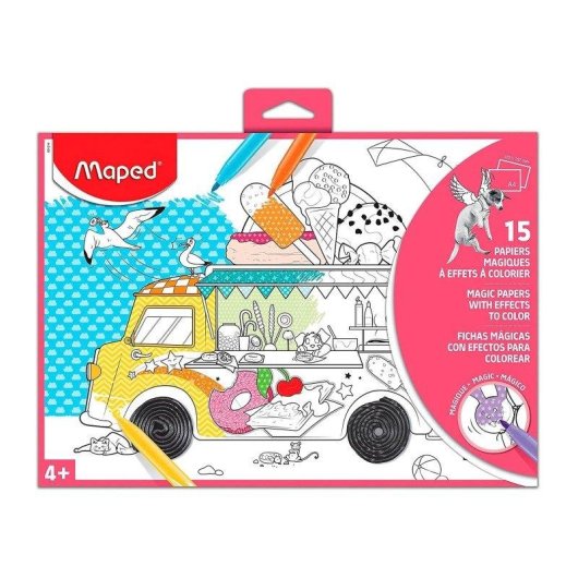 Set de 15 Láminas Mágicas Maped para Colorear A3 con Carpeta Infantil