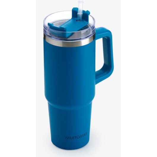 Cálice de viagem Muitomas Travelmug 900 ml Azul Dupla parede Antifuga