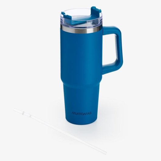 Cálice de viagem Muitomas Travelmug 900 ml Azul Dupla parede Antifuga