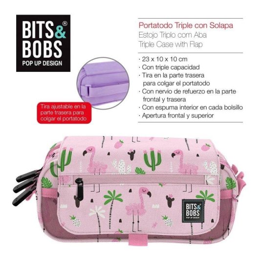 Estuche Portatodo Triple Grafoplás Bits and Bobs Design Tropical