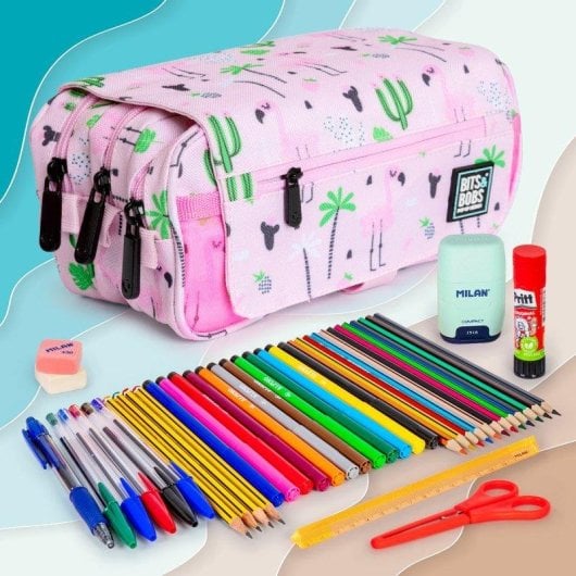 Estuche Portatodo Triple Grafoplás Bits and Bobs Design Tropical