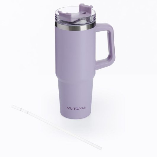 Copo de Viagem Muitomas Travelmug 900 ml Violeta Aço Inoxidável Dupla Parede