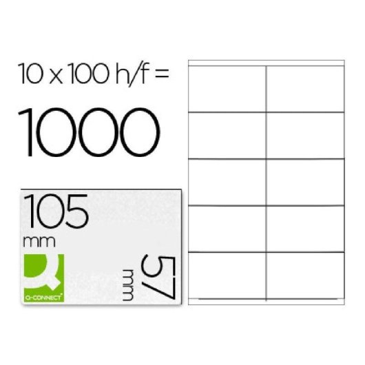 Etiquetas Adhesivas Q-Connect A4 105x57mm 10 Etiquetas Hoja Caja 100 Hojas
