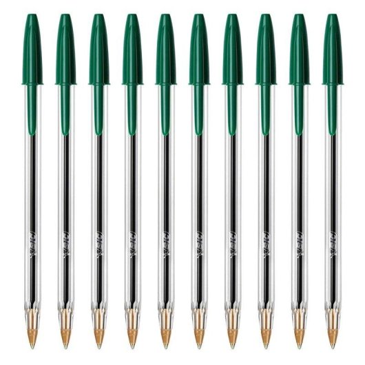 Bic - Set di 10 penne Cristal Original Verde a inchiostro olio