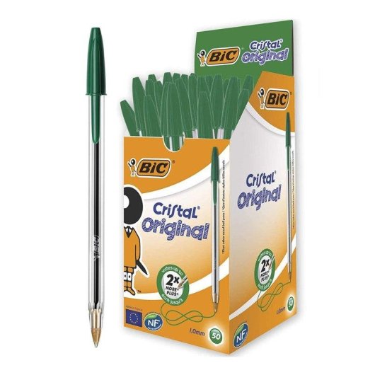 Bic - Set di 10 penne Cristal Original Verde a inchiostro olio