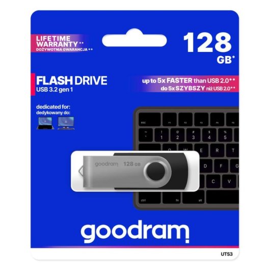 Pen USB GoodRam UTS3 128 GB USB 3.2 Gen 1 preto giratório