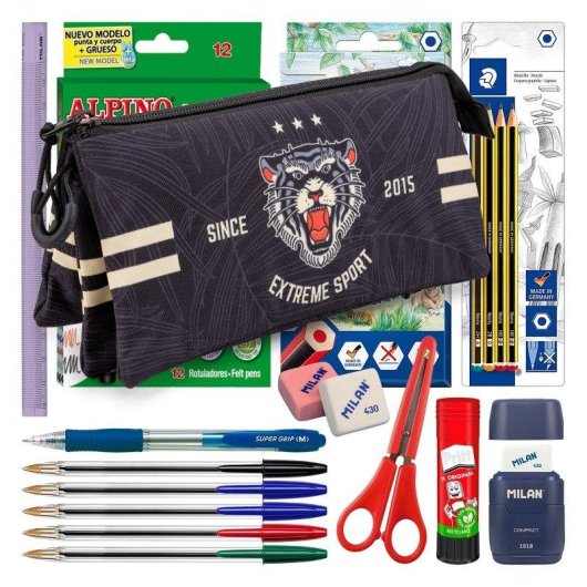 Estuche Escolar Triple Karactermania PRODG Tiger con 40 Utensilios