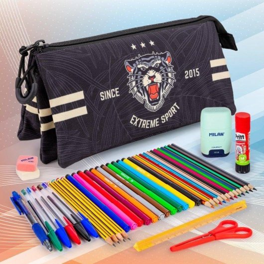 Estuche Escolar Triple Karactermania PRODG Tiger con 40 Utensilios