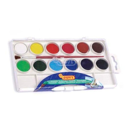 Acuarelas Jovi 12 Colores con Pincel Estuche de Plástico