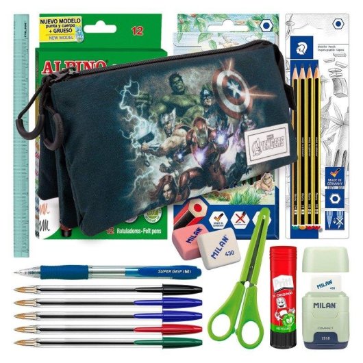 Estuche Triple Vengadores Karactermania con 40 Utensilios Escolares